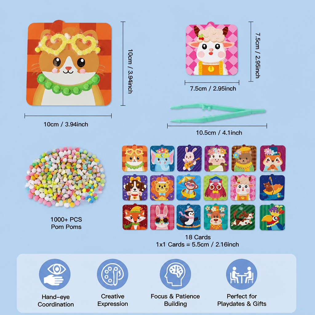 Fuzzy Pom Pom Animal Craft & Painting Kit