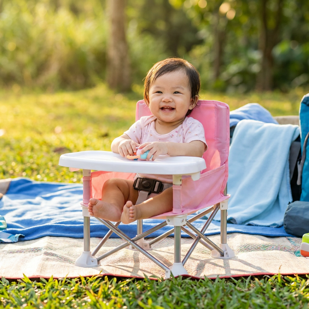 Foldable Baby Camping Chair with Tray for On the Go