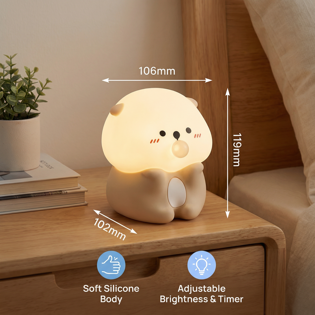 Cute Bubble Otter Silicone Night Lamp