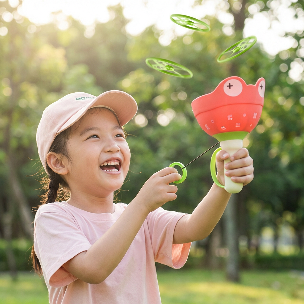 Flying Propeller Toy with Pull String Launcher