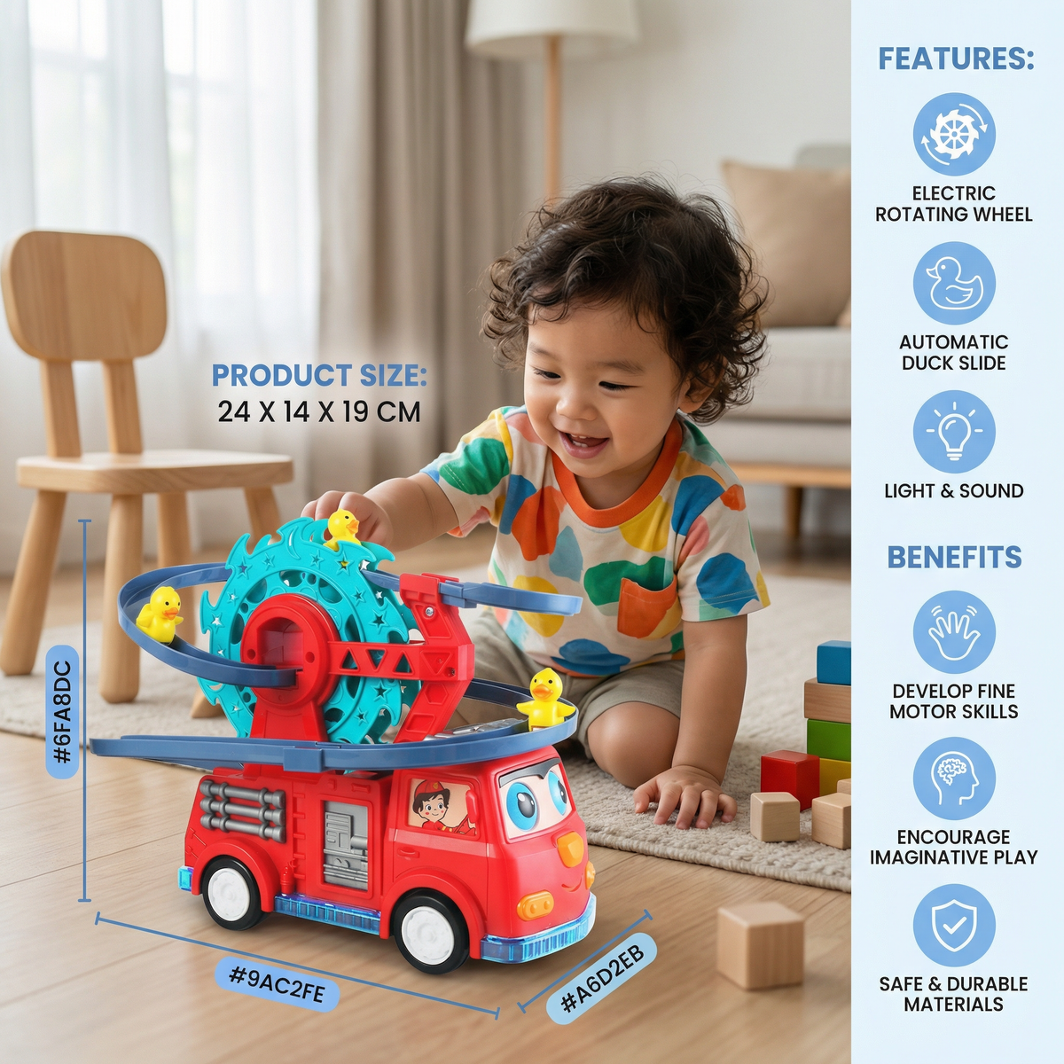 Firefighter Duck Slide Car Toy