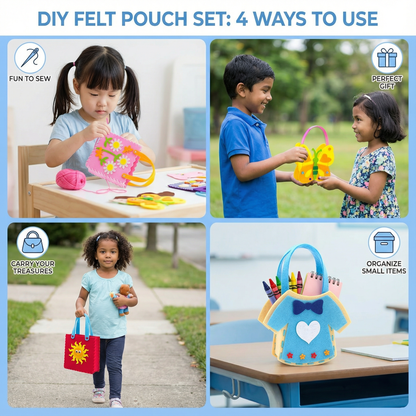 Secure DIY Felt Pouch Set for Self-Sewing