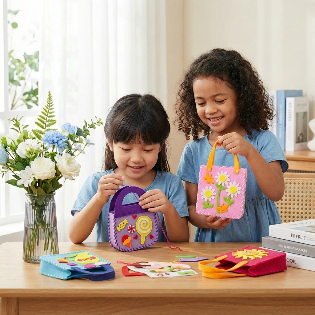 Secure DIY Felt Pouch Set for Self-Sewing