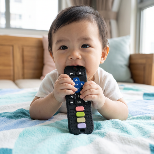 Silicone Remote Control Baby Teether – BPA-Free Sensory Chew Toy
