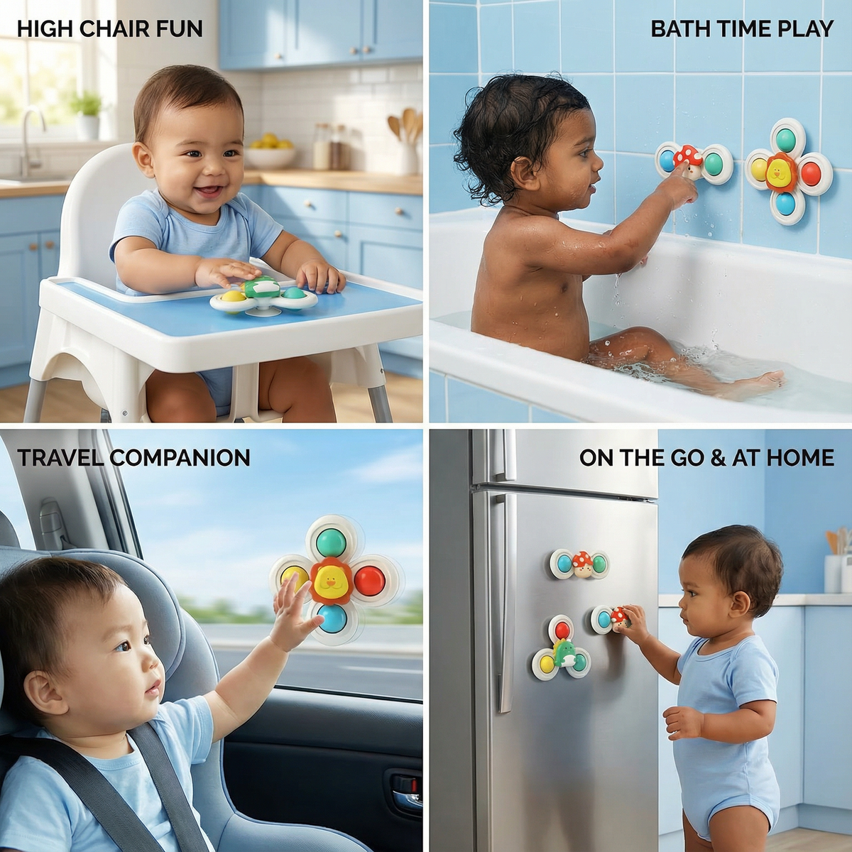 Cute suction cup toy for babies Set of 3