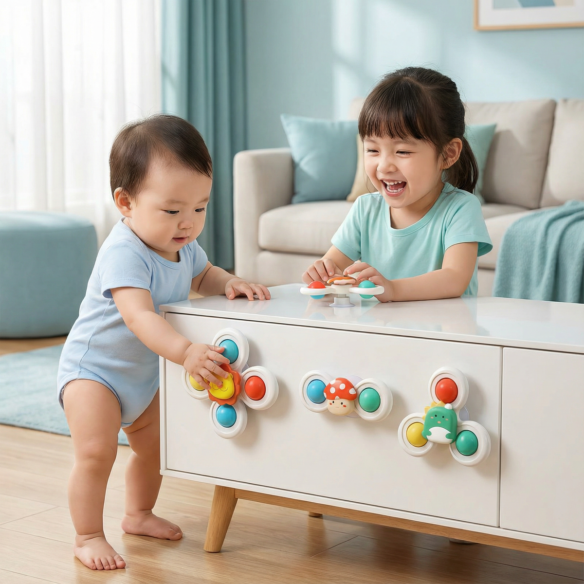 Cute suction cup toy for babies Set of 3