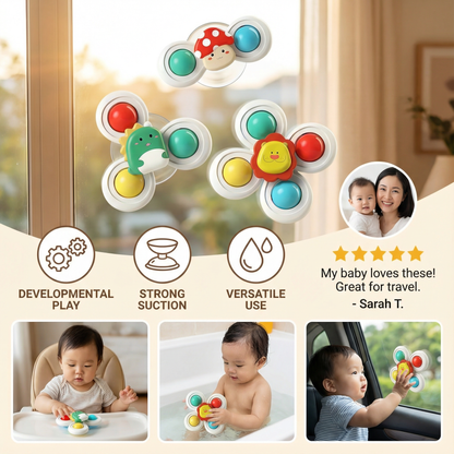 Cute suction cup toy for babies Set of 3