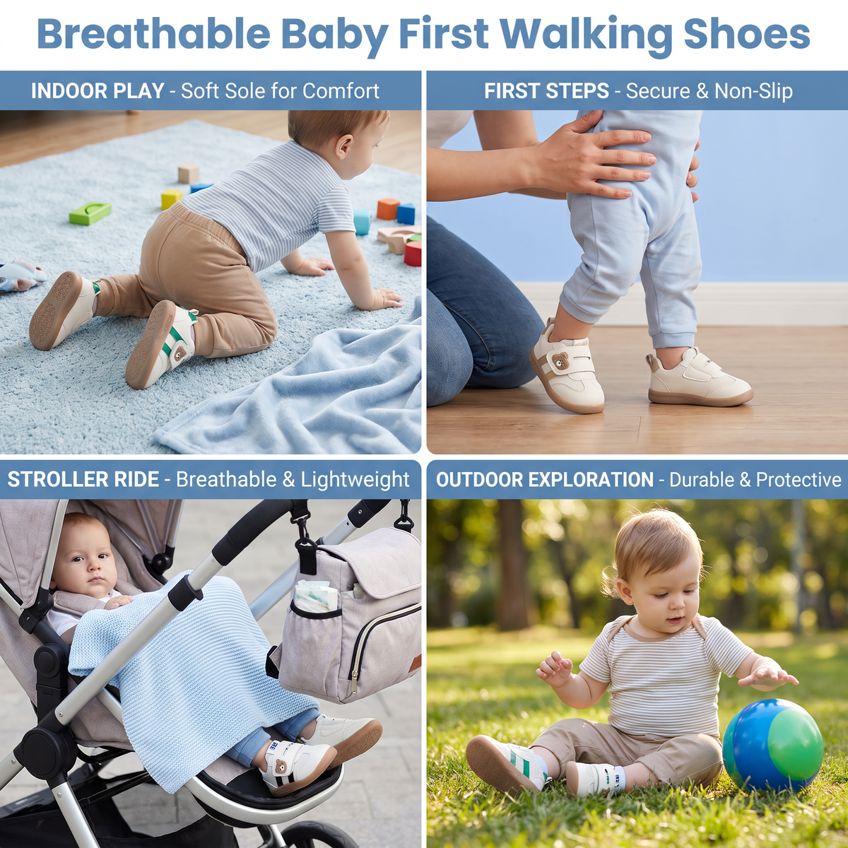 Breathable Baby & Toddler First Walking Shoes – Soft Sole & Non-Slip