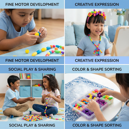 Children’s Pop Beads Set ⎜ Colorful DIY Jewelry Kit for Creative Play and Fine Motor Skill Development