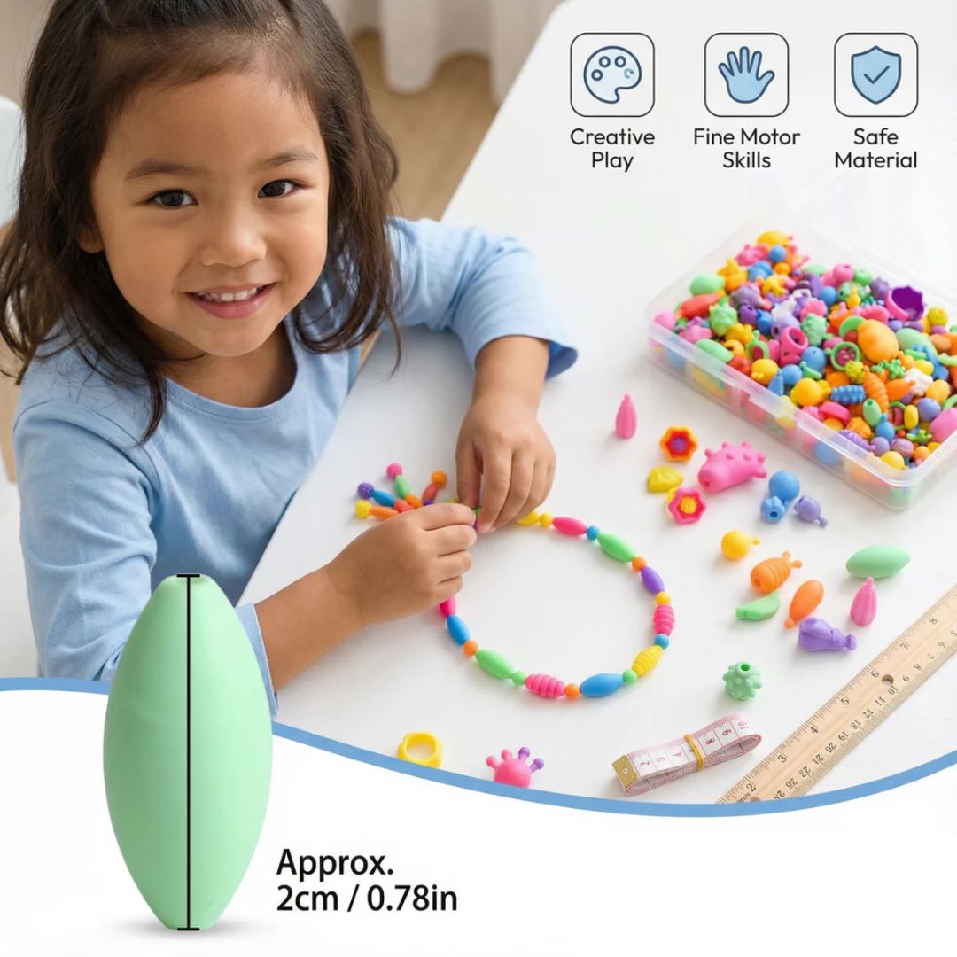 Children’s Pop Beads Set ⎜ Colorful DIY Jewelry Kit for Creative Play and Fine Motor Skill Development