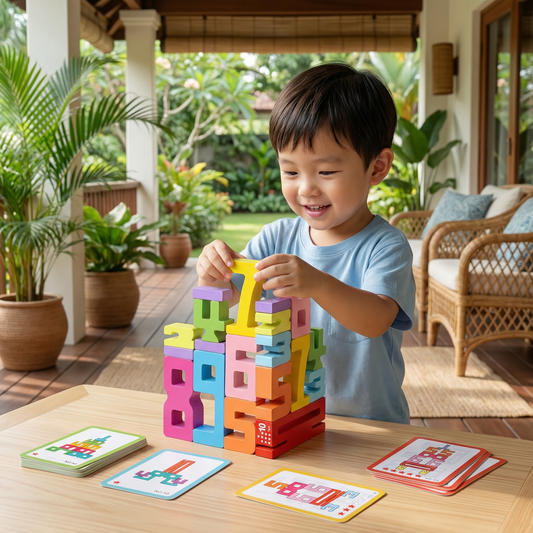 Wooden Number Blocks for Kids ⎜ Colorful Stacking Toy for Counting, Logic and Early Math Learning