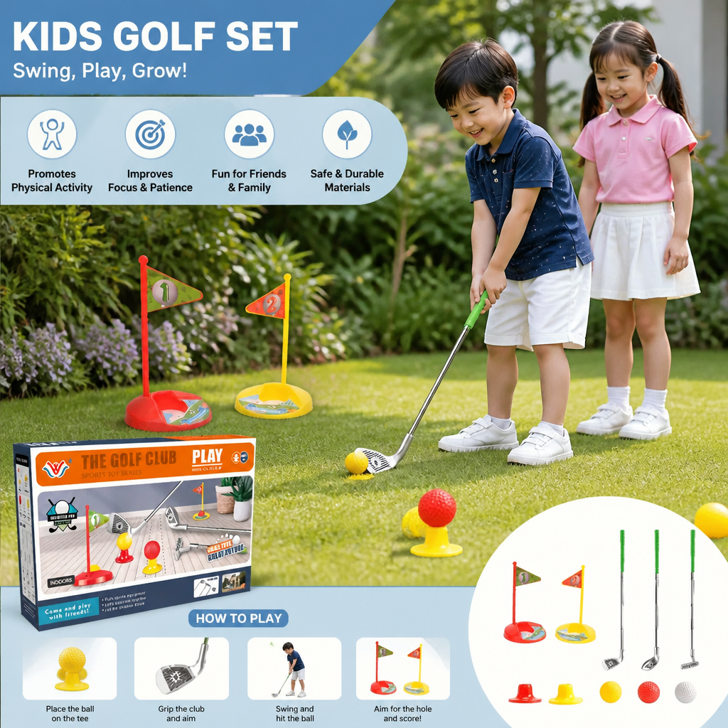Kids Golf Set with Adjustable Clubs – Perfect for Backyard Play