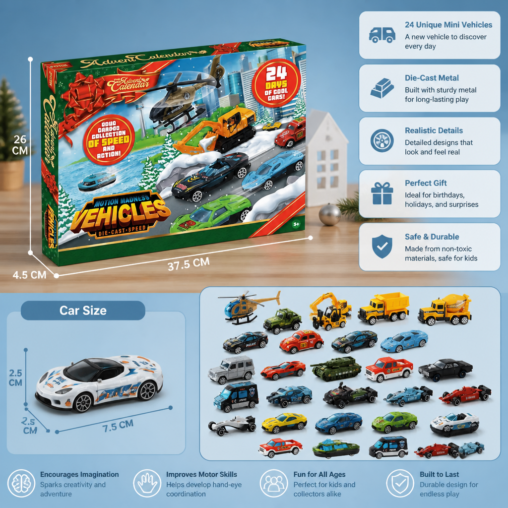 Christmas Die-Cast Car Advent Calendar for Kids