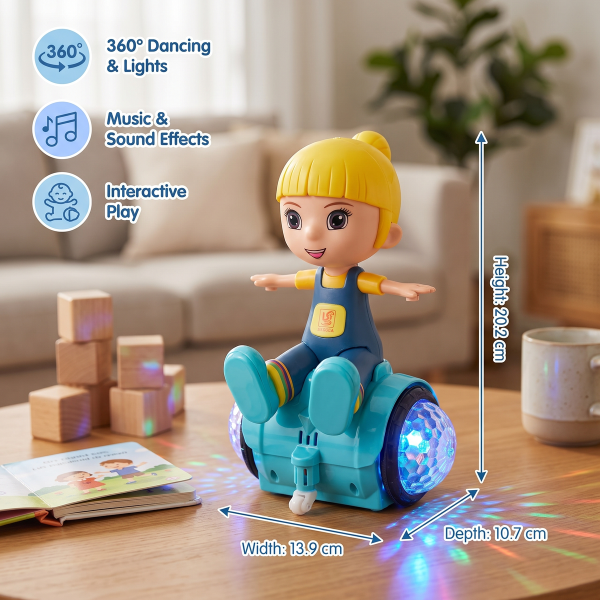 Interactive 360° Dancing Balance Toy with Lights & Music