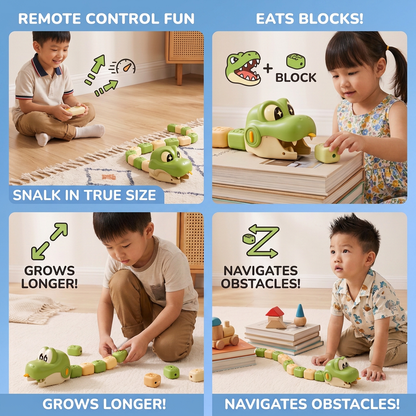 Interactive Growing RC Snake STEM Toy – Eats Blocks & Grows Longer