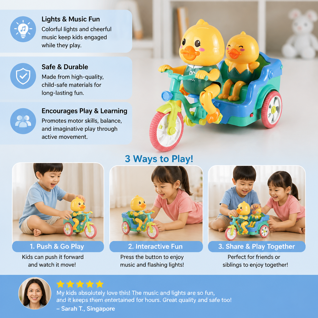 Electric Animal Tricycle – Interactive Ride-On Toy with Music & Light for Children