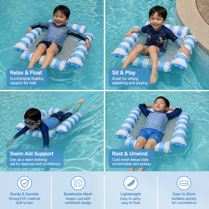 Inflatable Pool Seat for Children – Water Hammock with Mesh Surface
