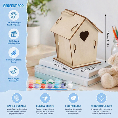 Colorful DIY Wooden Birdhouse Kit for Kids – Paint & Craft Set