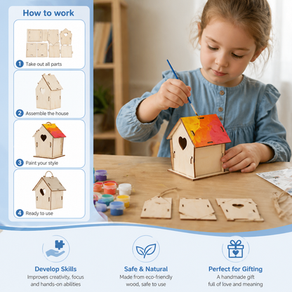 Colorful DIY Wooden Birdhouse Kit for Kids – Paint & Craft Set