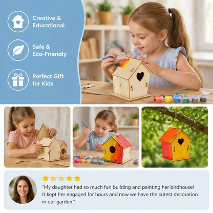 Colorful DIY Wooden Birdhouse Kit for Kids – Paint & Craft Set
