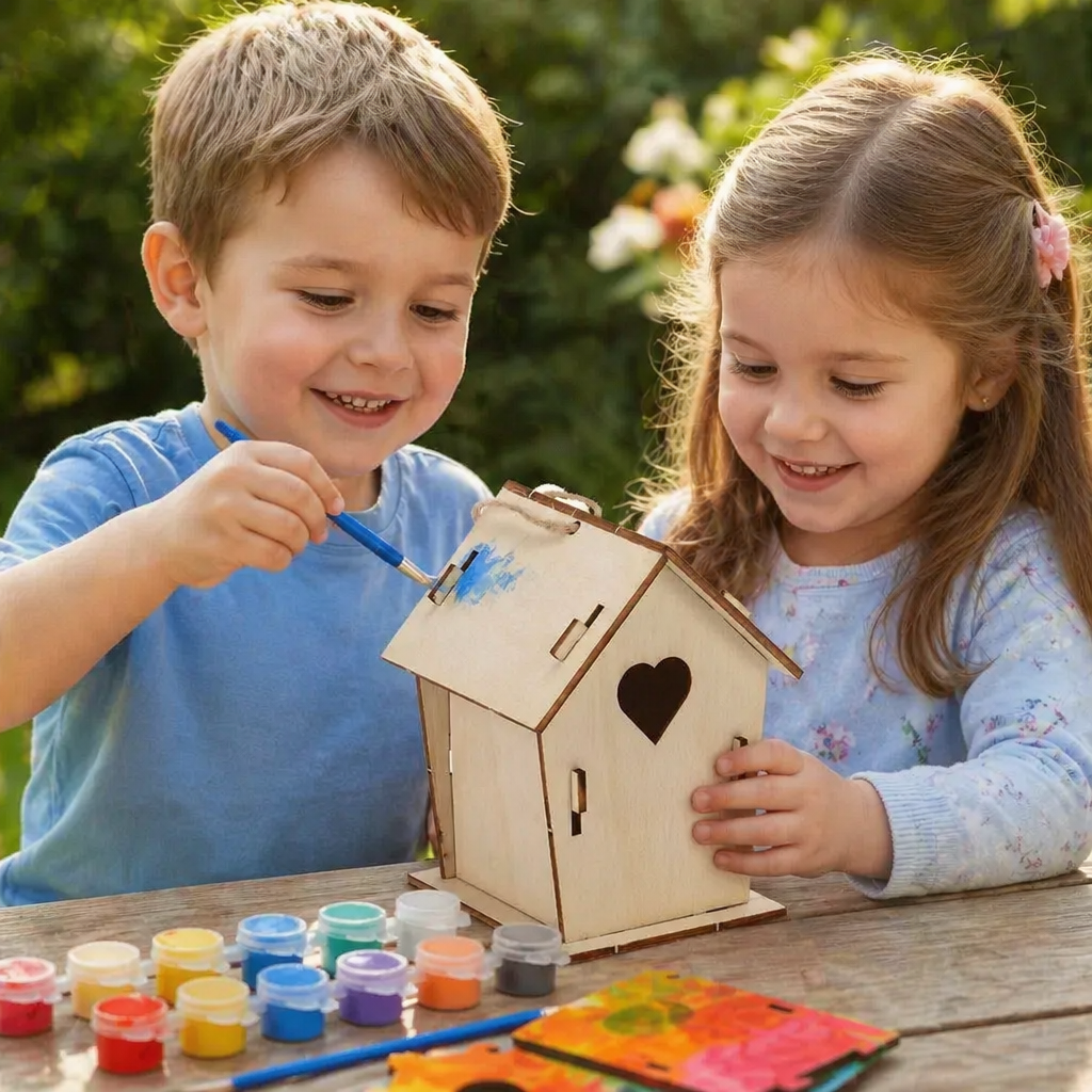Colorful DIY Wooden Birdhouse Kit for Kids – Paint & Craft Set