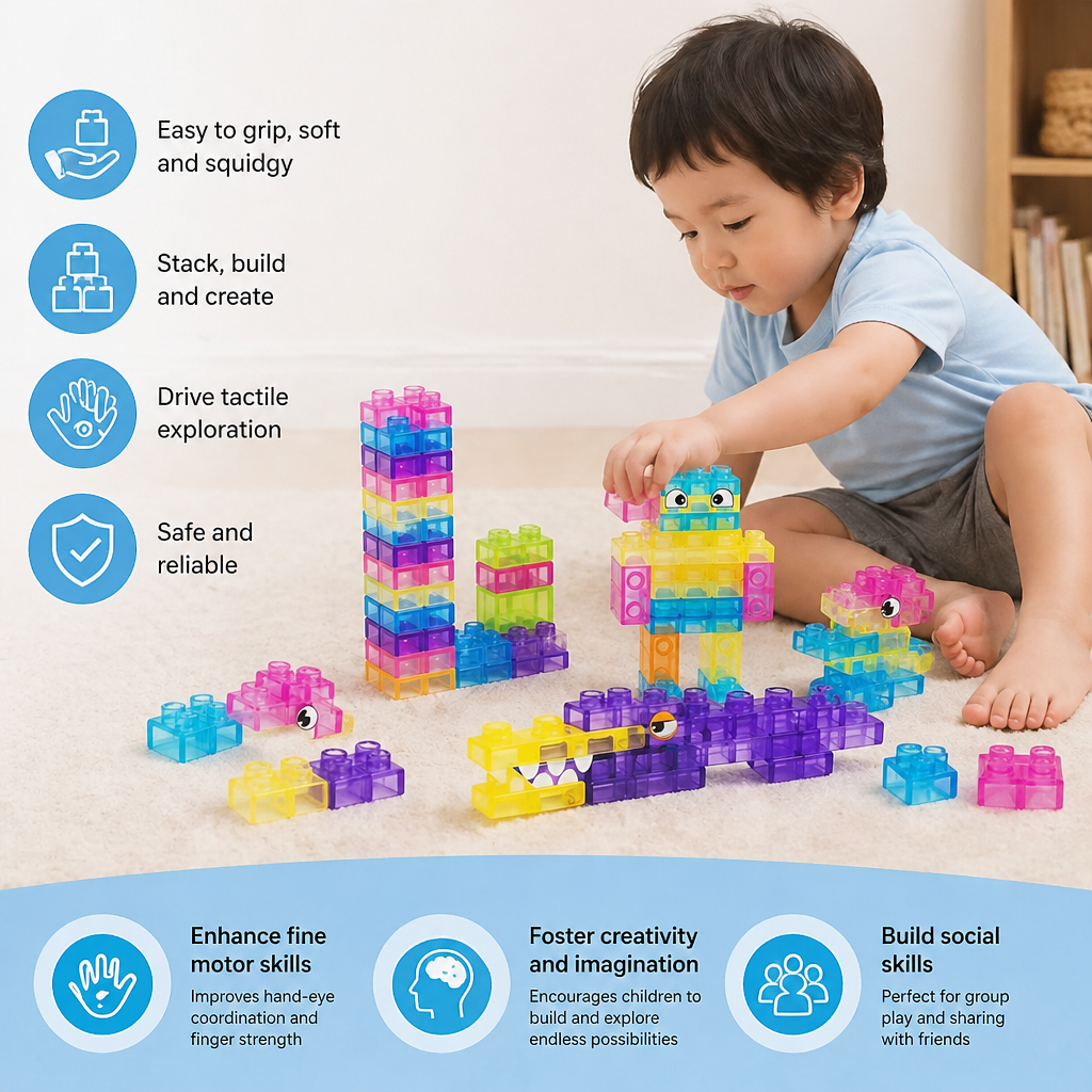 Sensory Soft Building Blocks for Kids – Soft, Squeezable Learning Blocks for Play & Fun