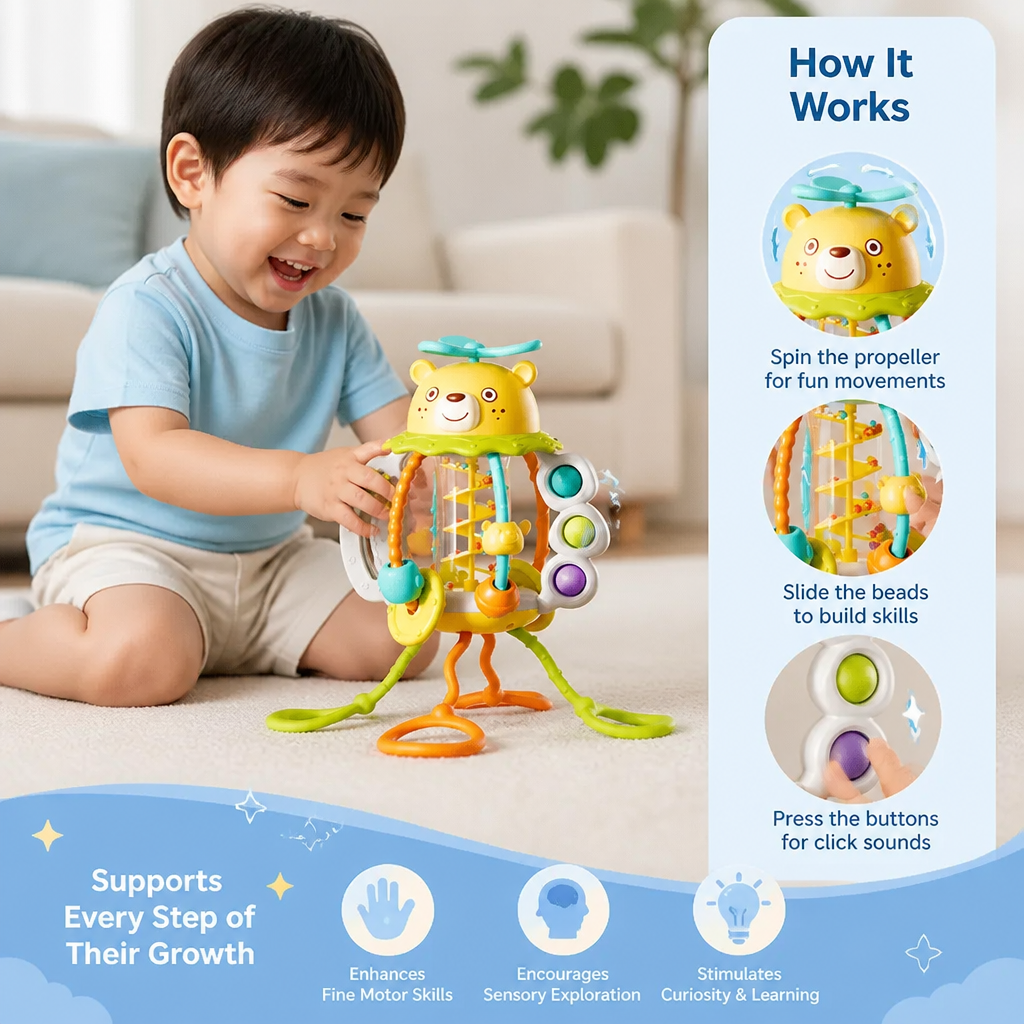 Pull-Along Baby Rattle – Cute Educational Toy for Early Development
