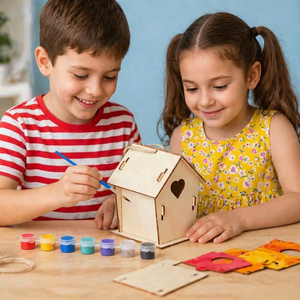 Colorful DIY Wooden Birdhouse Kit for Kids – Paint & Craft Set