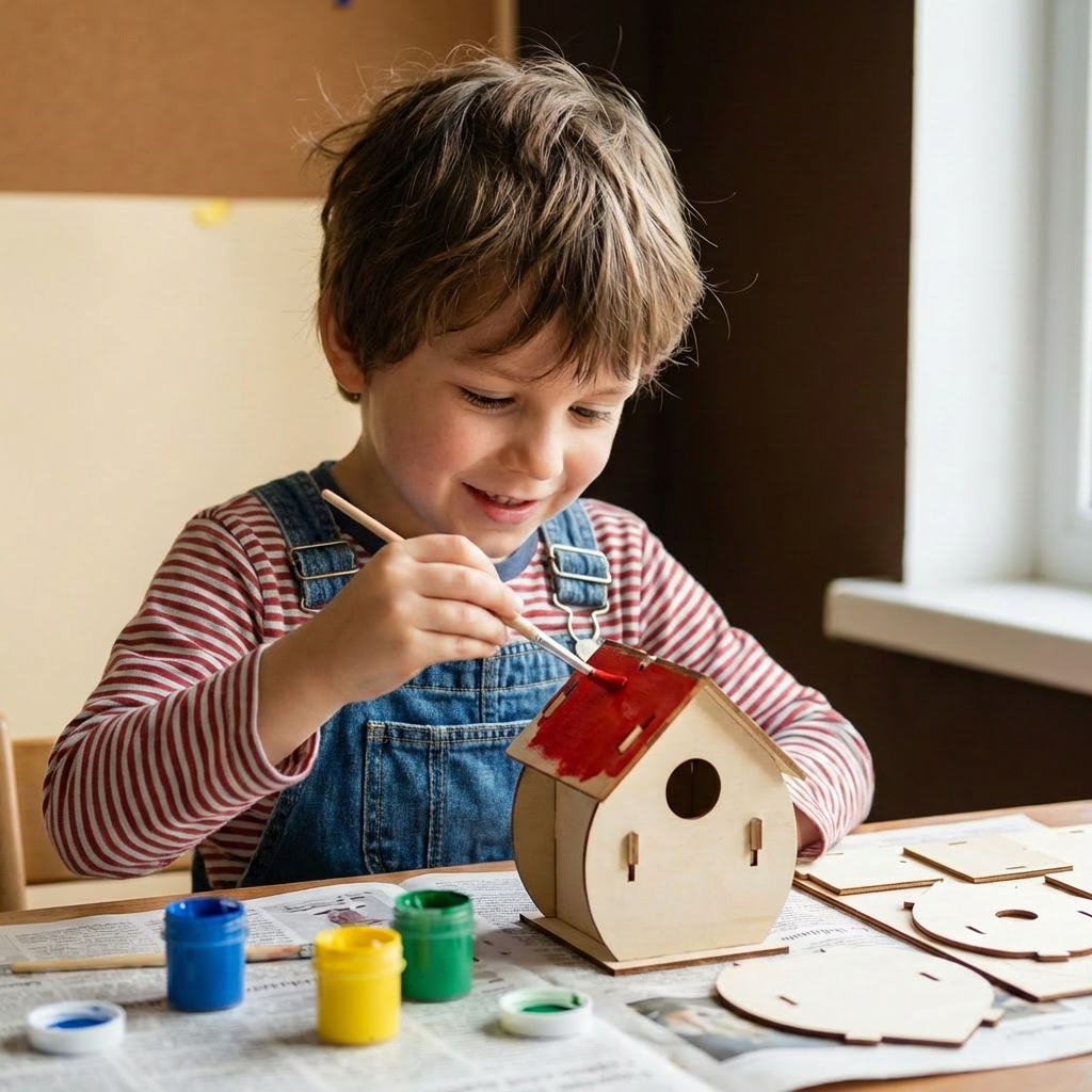 Colorful DIY Wooden Birdhouse Kit for Kids – Paint & Craft Set