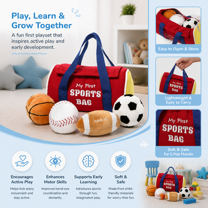 My First Sports Plush Bag – Soft Baby Play Set