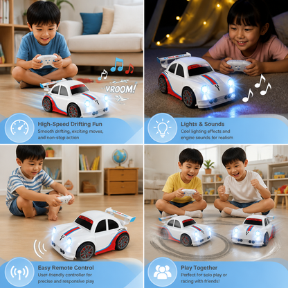 RC Racing Drift Car for Kids - Remote Control with Sensor Lights & Sound