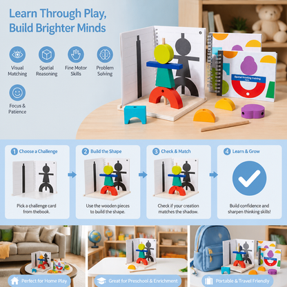 Wooden 3D Shadow Matching & Spatial Thinking Puzzle for Kids