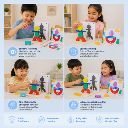 Wooden 3D Shadow Matching & Spatial Thinking Puzzle for Kids