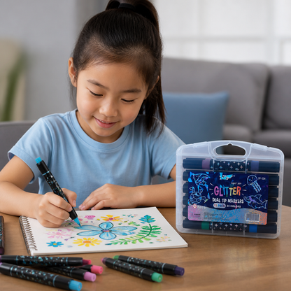 Glitter Dual-Tip Acrylic Paint Marker Set