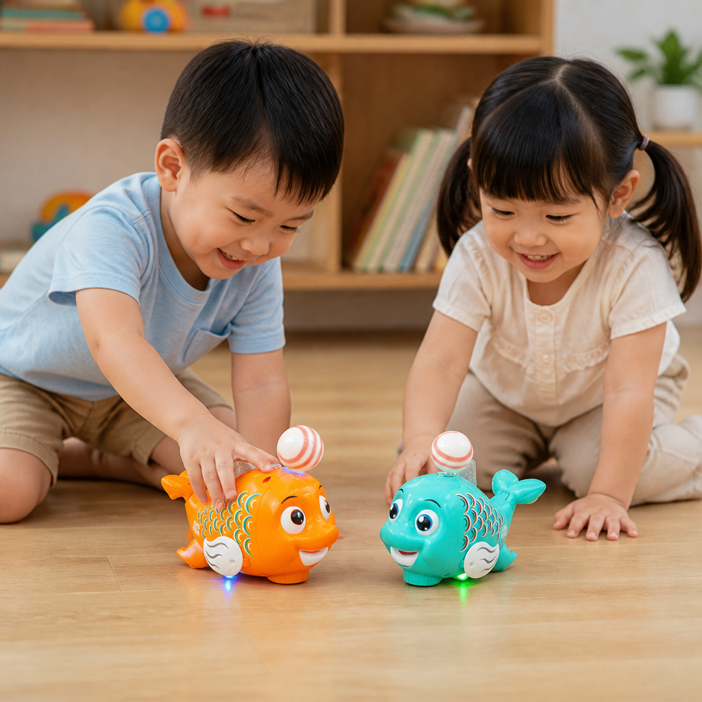 Interactive Floating Ball Fish Toy with Lights & Music