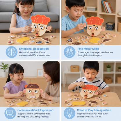 Wooden Facial Expressions & Emotions Learning Toy for Kids