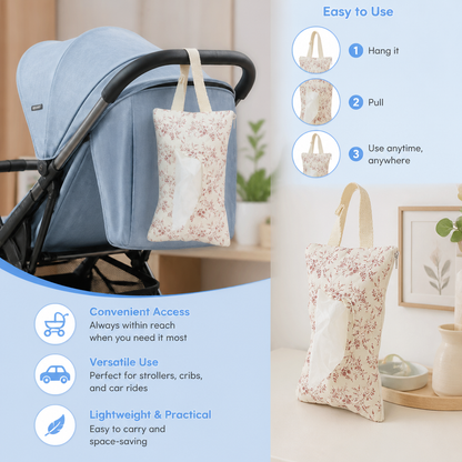 Hanging Tissue Holder for Strollers, Cribs & Cars