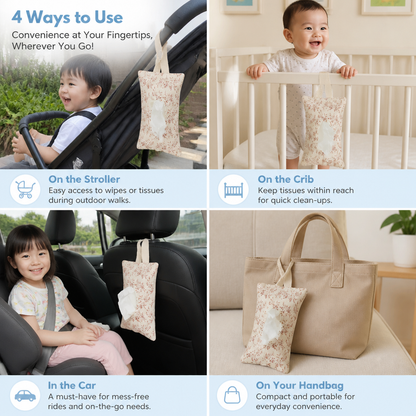 Hanging Tissue Holder for Strollers, Cribs & Cars