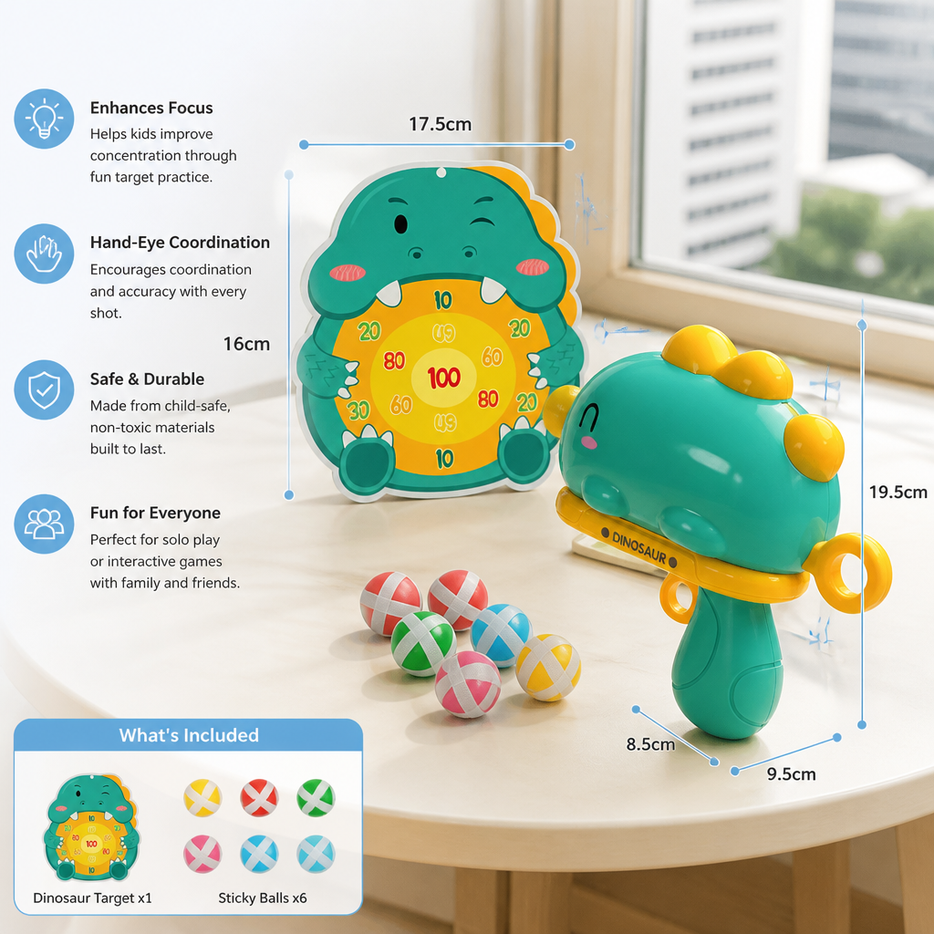 Dinosaur Sticky Ball Shooter – Target Shooting Game for Kids