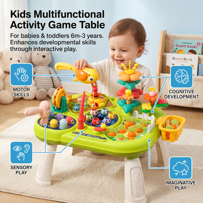 Kids Multifunctional Activity Game Table with Multiple Play Stations