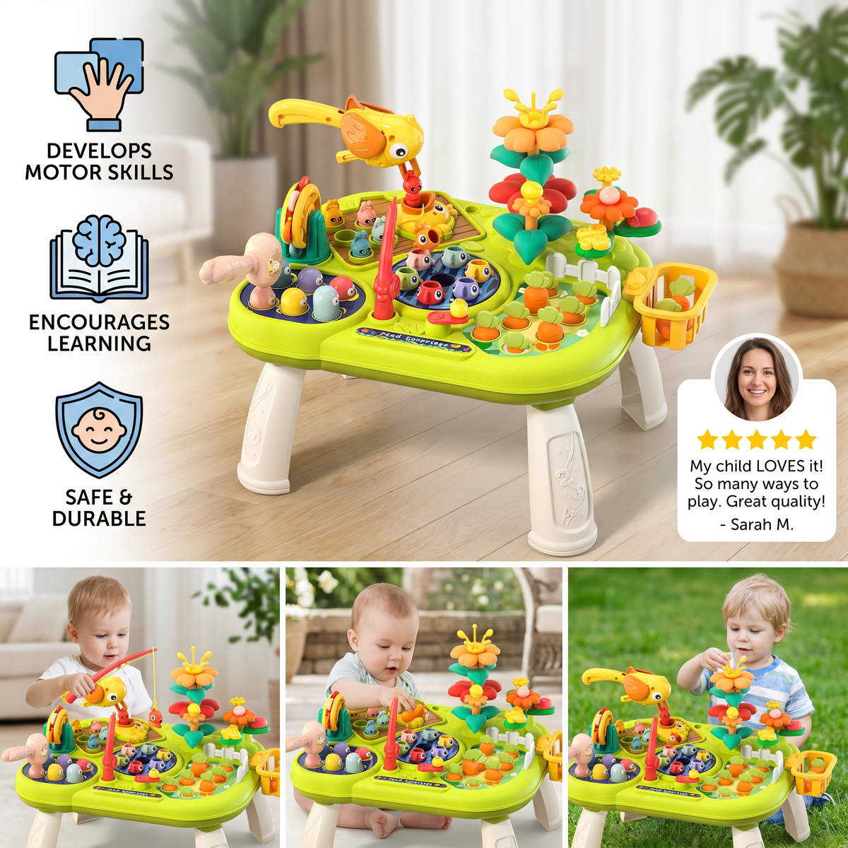 Kids Multifunctional Activity Game Table with Multiple Play Stations