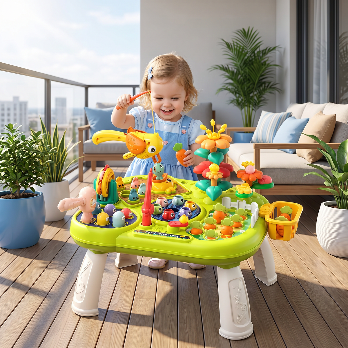 Kids Multifunctional Activity Game Table with Multiple Play Stations