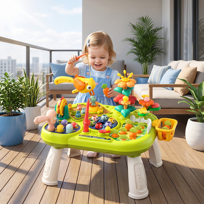 Kids Multifunctional Activity Game Table with Multiple Play Stations