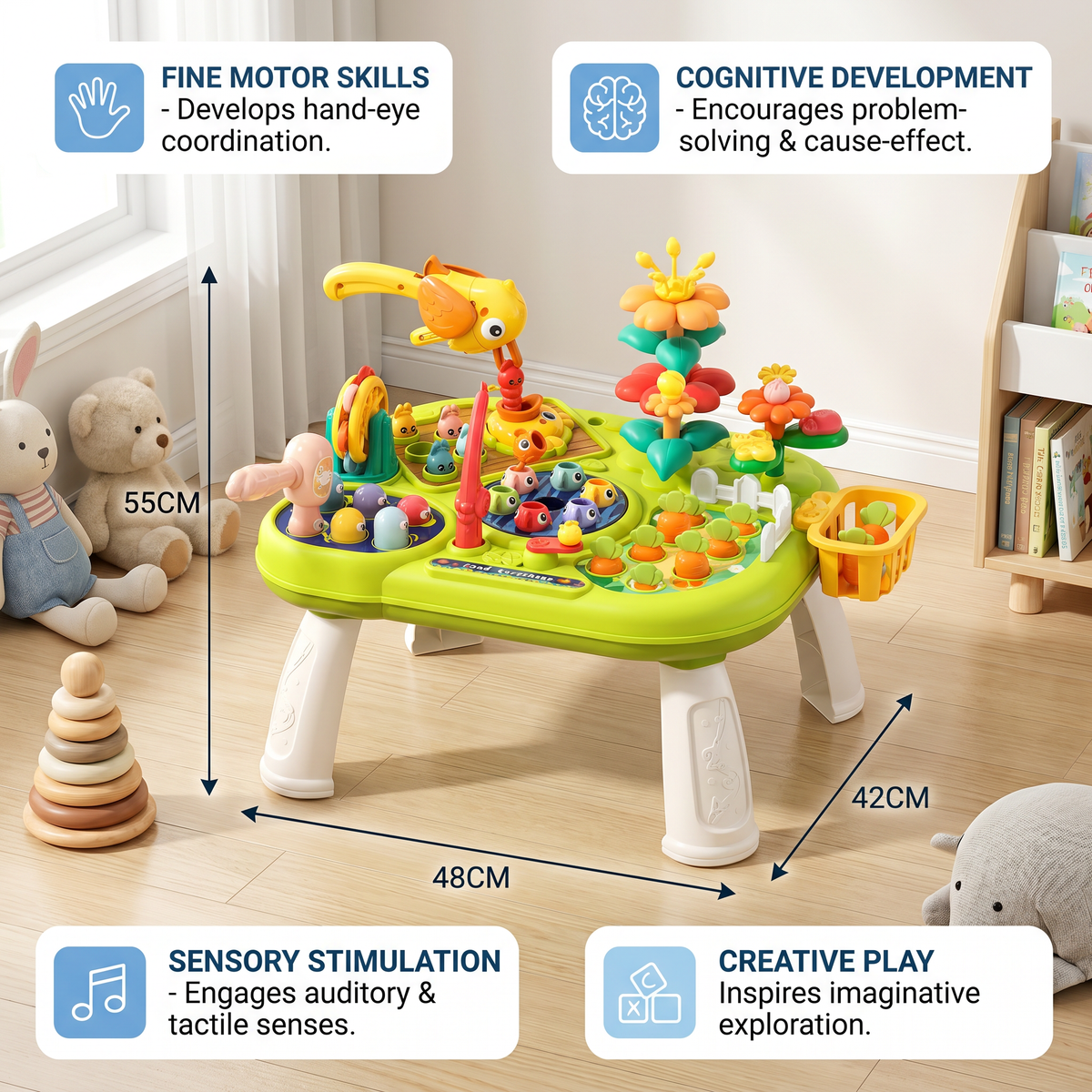 Kids Multifunctional Activity Game Table with Multiple Play Stations