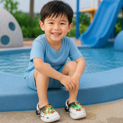 Kids’ LED Dinosaur Clogs – Light-Up Non-Slip Summer Garden & Beach Shoes