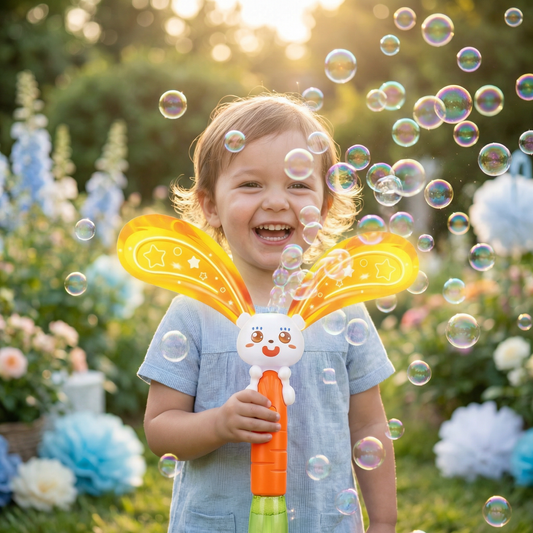 Light-Up Winged Bunny Bubble Maker – Kids Electric Bubble Wand