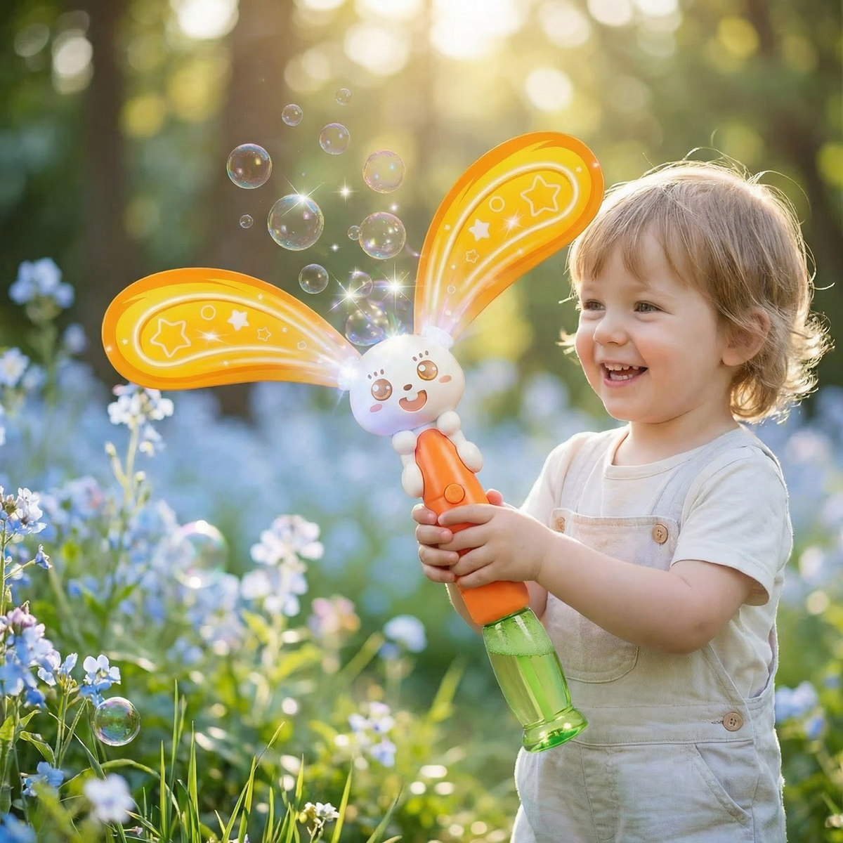 Light-Up Winged Bunny Bubble Maker – Kids Electric Bubble Wand