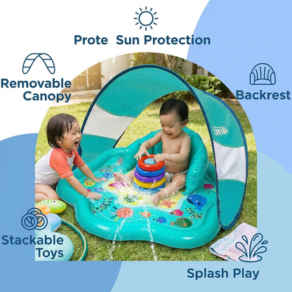 Inflatable Baby Splash Play Mat with Canopy – Water Play & Sun Protection for Toddlers