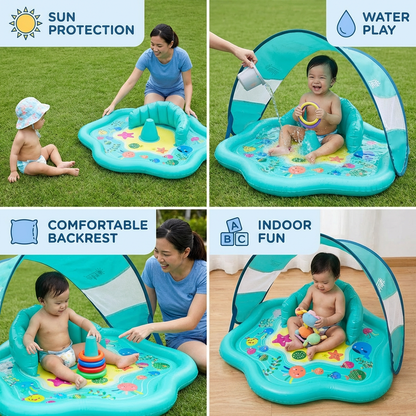 Inflatable Baby Splash Play Mat with Canopy – Water Play & Sun Protection for Toddlers