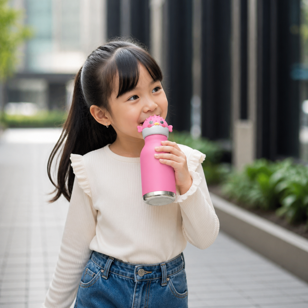 Cute Cartoon Animal Insulated Stainless Steel Straw Cup – 480ml